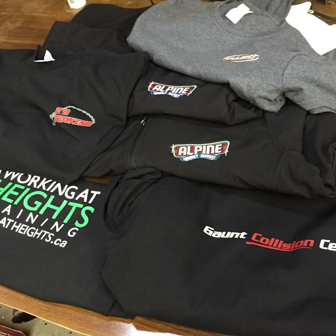 Custom crew sweaters with logo placements
