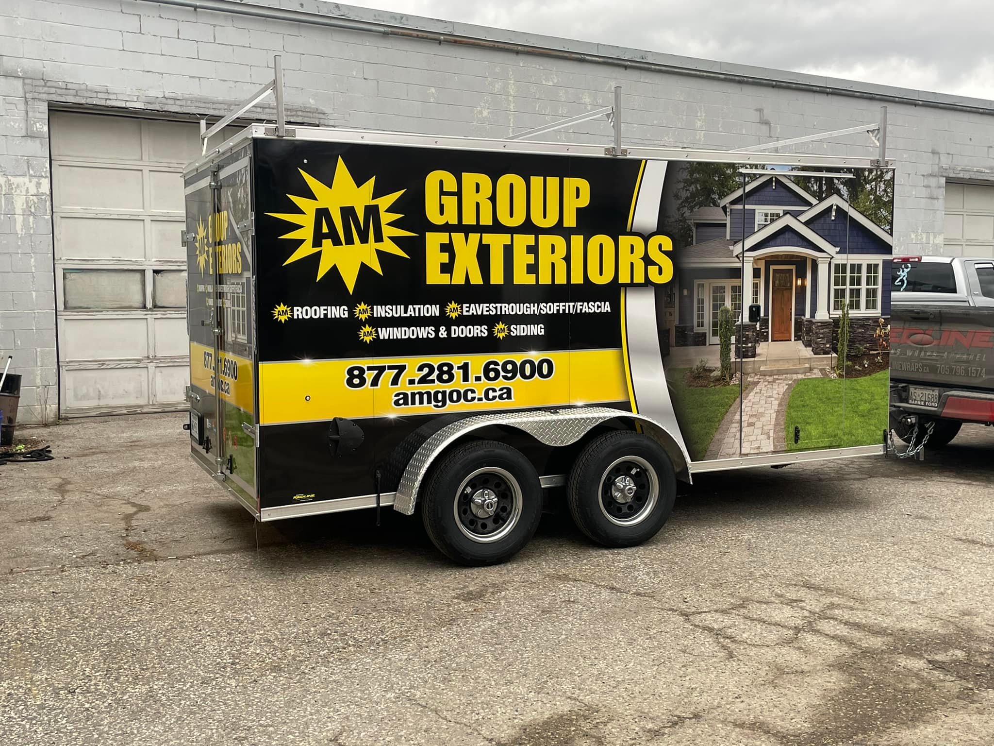 Wrapped work trailer for exterior company